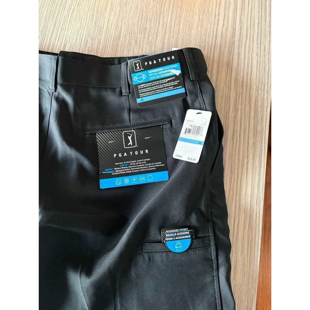 PGA TOUR Golf Pants Mens 32x30 Black Performance Expandable Waist NWT Stretch - Picture 3 of 6